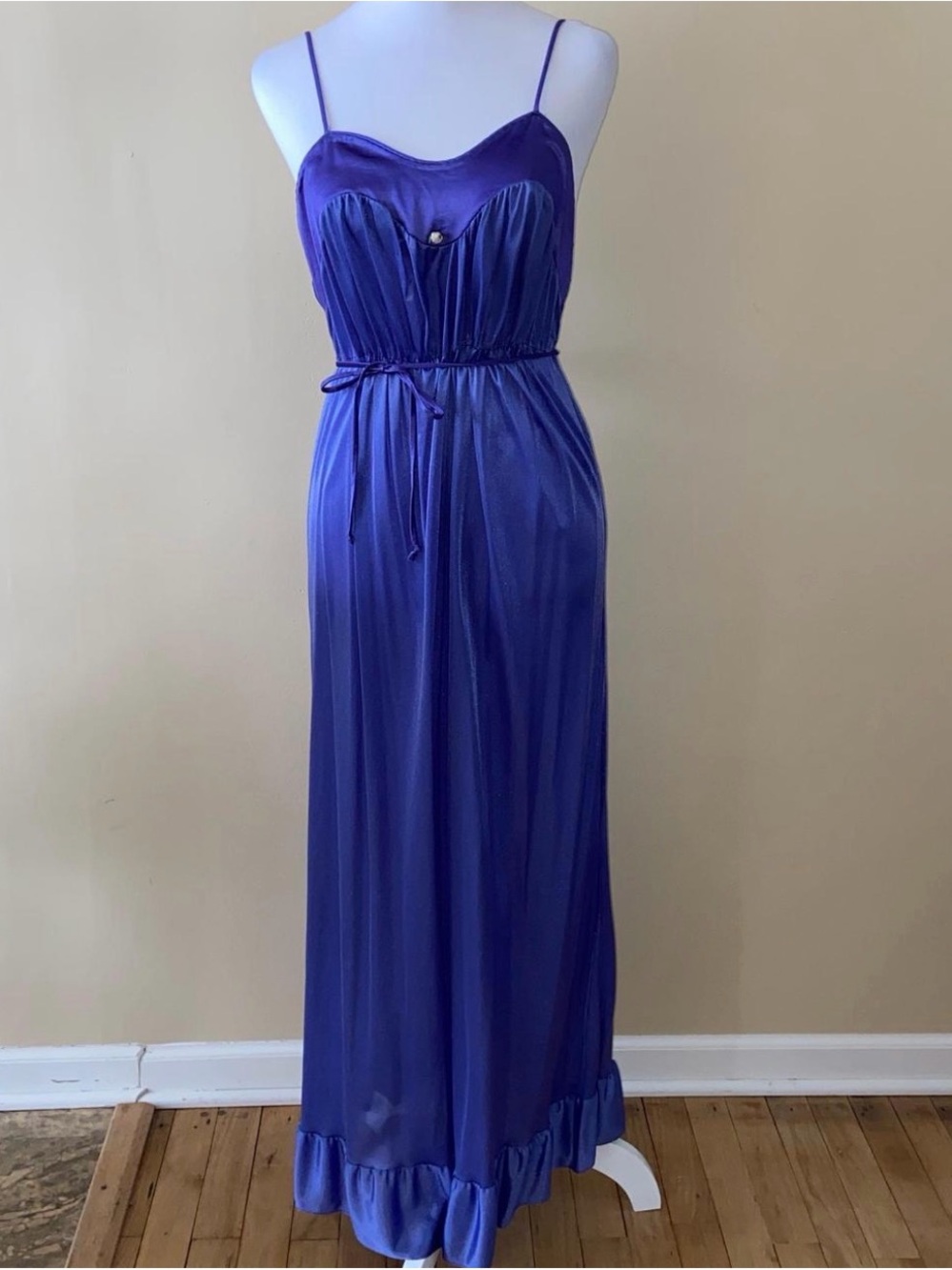 Royal Purple Satin Maxi Slip with Adjustable Tie